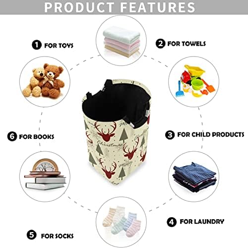 visesunny Large Capacity Laundry Hamper Basket Reindeer Design