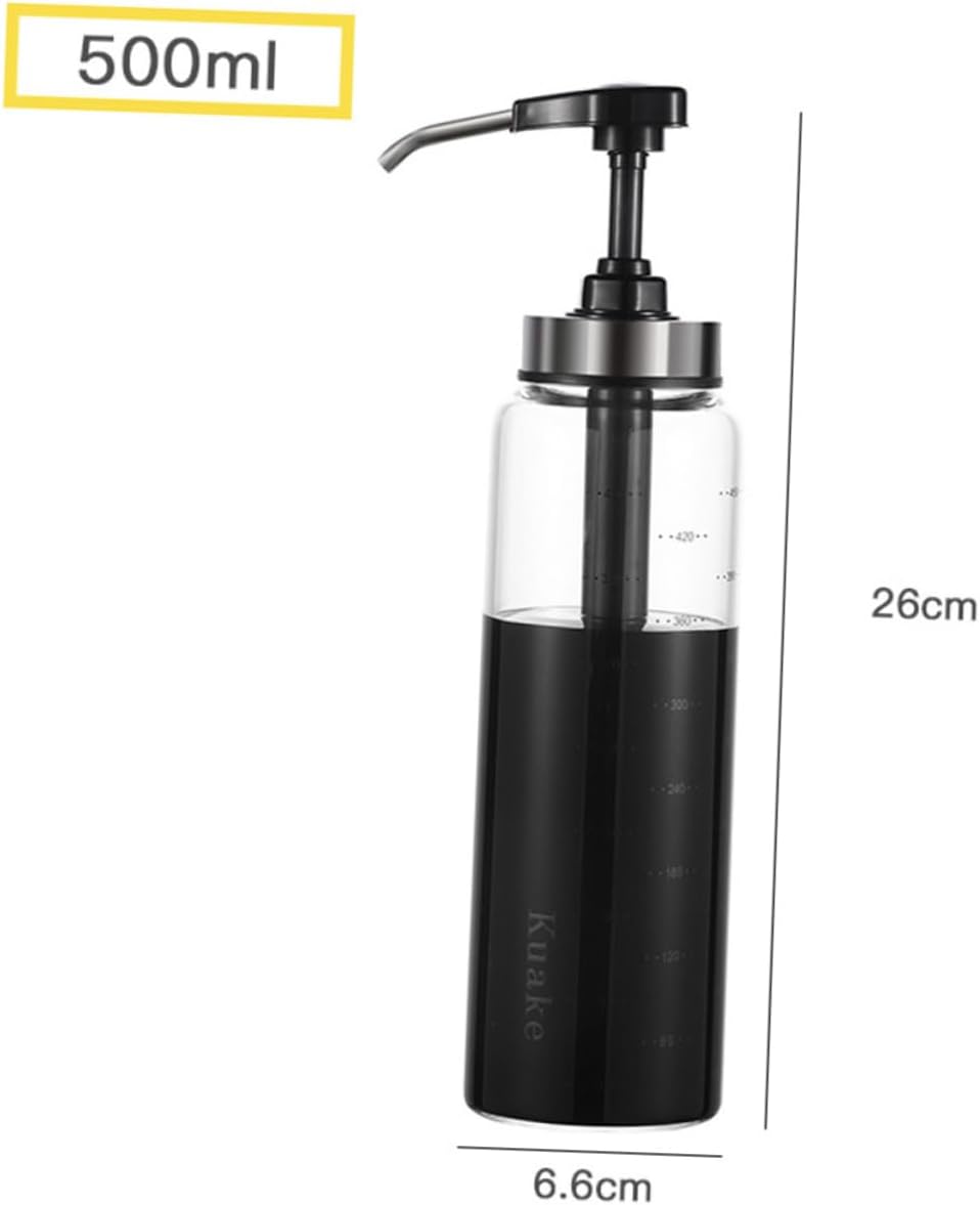 500ml Glass Steel Squeeze Sauce Bottle - Black Condiment Dispenser
