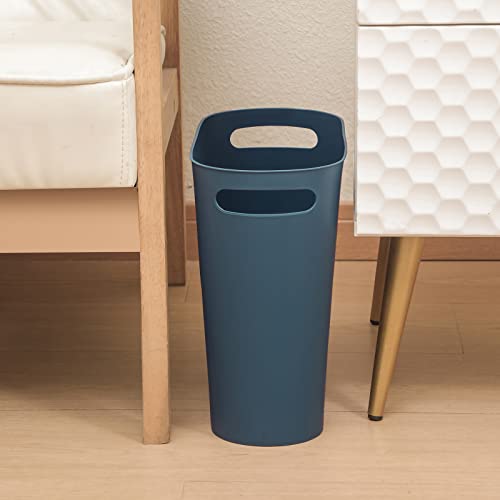 Rejomiik Small Trash Can 35 Gallon Slim Waste Basket Teal Blue
