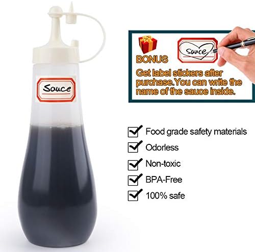 SUJUDE Condiment Squeeze Bottle Pack of 3 16 OZ