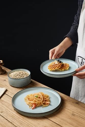 Famiware Smoky Blue Dinnerware Set for 6 18-Piece Stoneware