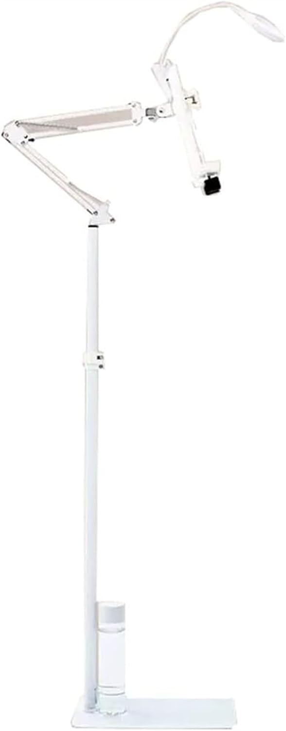Adjustable Floor Stand Book Holder with Lamp - White