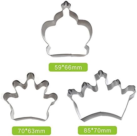 AK ART KITCHENWARE 3pcs Crown Cookie Cutter Set Stainless Steel Biscuit Tools