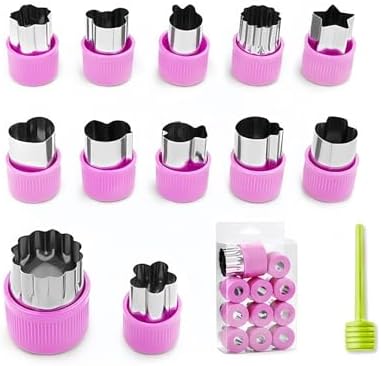 zbstream 12pcs Purple Vegetable Cutter Shapes Set for Kids Baking