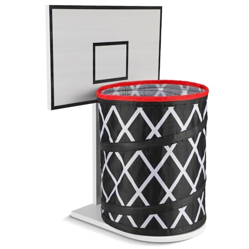 LXURY Basketball Hoop Trash Can - Collapsible Wastebasket for Home Office Gym