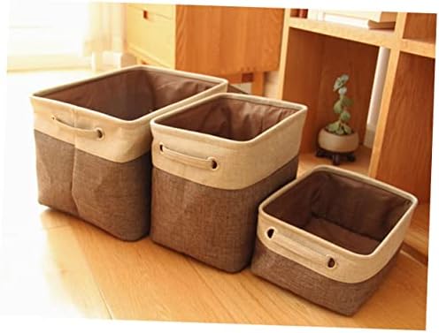 OKUMEYR Size S Cotton Linen Storage Basket with Handle 1