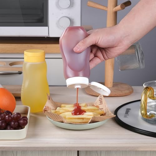 RAMFIYN 6-Pack Condiment Squeeze Bottles 12oz Flip Top