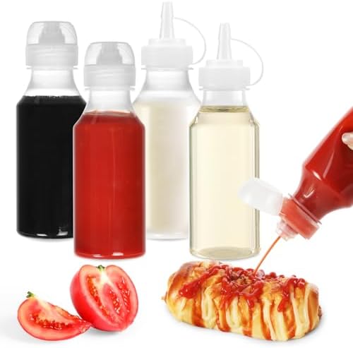 VOOCAT 8 oz Condiment Squeeze Bottles Set of 4