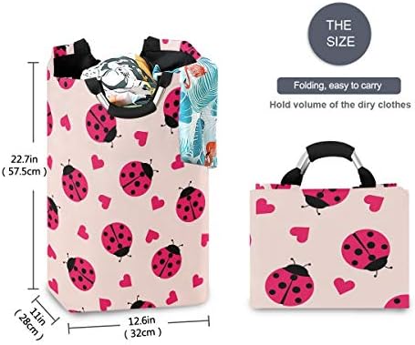 MOYYO Foldable Laundry Basket with Handles and Unique Ladybug Design 1