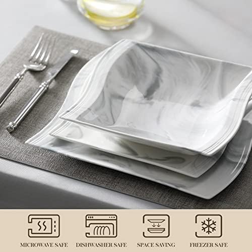 MALACASA 60-Piece Porcelain Dinnerware Set for 12