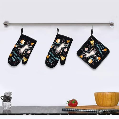 OSAM SPACE Funny Cat Oven Mitts Set of 3