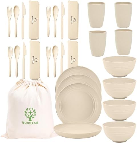 ECOSTAR Unbreakable Wheat Straw Dinnerware Set