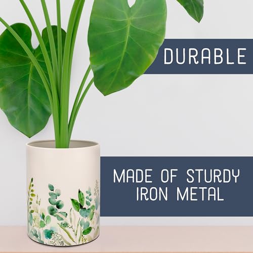 NAT AND JULES Round 95 x 8 Iron Wastebasket with Floral Design