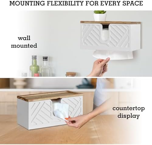 Solid Wood Paper Towel Dispenser Wall Mounted with Lid 1