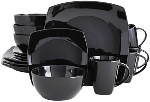 Gibson Soho Lounge Square Black Dinnerware Set 16pc