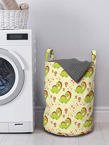 Ambesonne Dinosaur Laundromat Basket with Handles