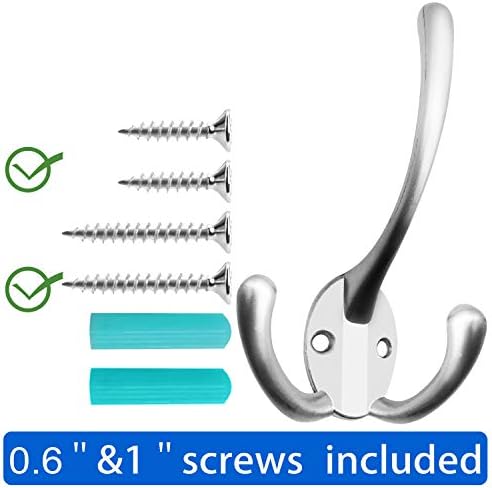 IBosins 6 Pack Heavy Duty Coat Hooks with 24 Screws Matte Nickel