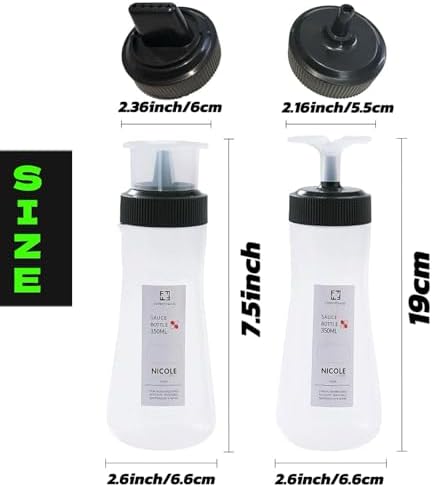 2 Packs 12-Ounce Salad Ketchup Squeeze Bottles with Black Design
