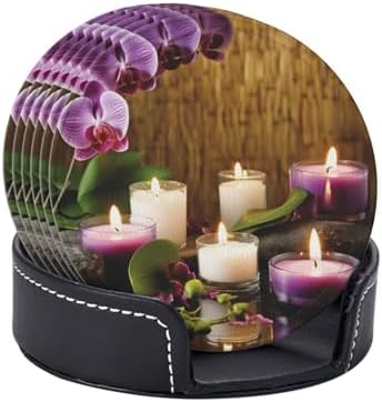 6Pcs Leather Drink Coasters with Holder