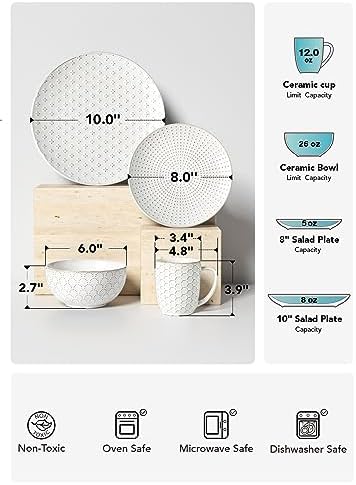 LE TAUCI 16 Piece Dinnerware Set Arctic White