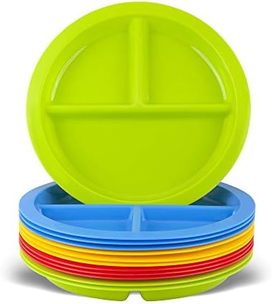 PLASKIDY 3-Compartment Kids Plates Set of 12