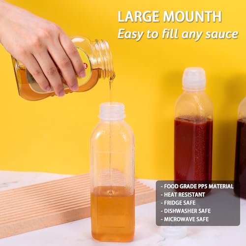 PARBEE 16oz Squeeze Bottles with Flip Top Lid 4 Pack