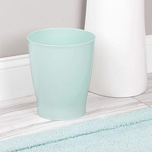 mDesign Round Plastic 125 Gallon Bathroom Trash Can - Mint Green
