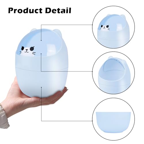 3 Pack Cute Desktop Trash Can with 180 Bags