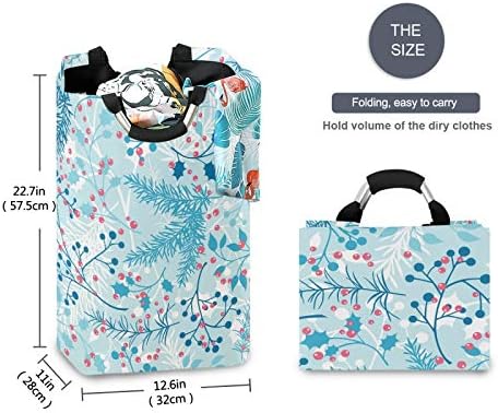 Susiyo Blue Winter Plants Laundry Basket Foldable