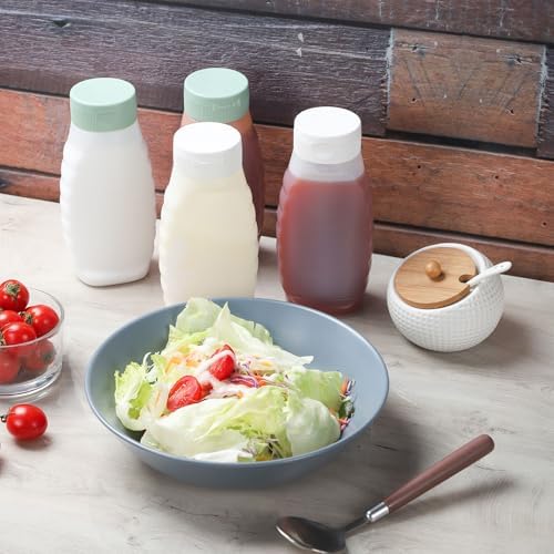 RAMFIYN 6-Pack Green Cap Condiment Squeeze Bottles 380ml