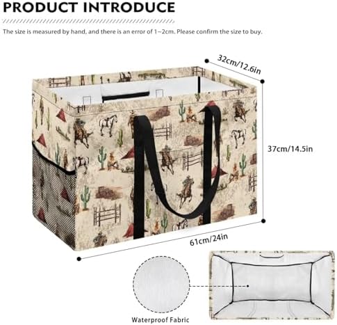 Tutolipy Vintage Cowboy Print Laundry Hamper