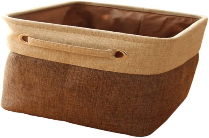 OKUMEYR Size S Cotton Linen Storage Basket with Handle 1