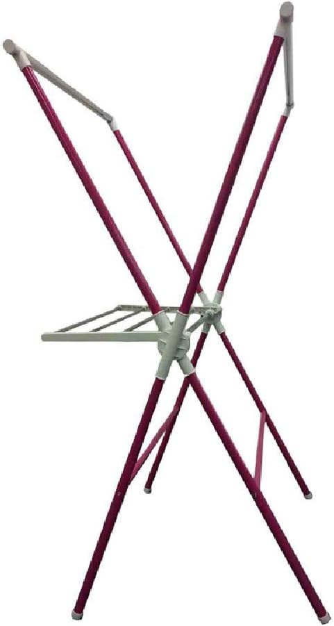 Benzara Folding Laundry Rack Pink