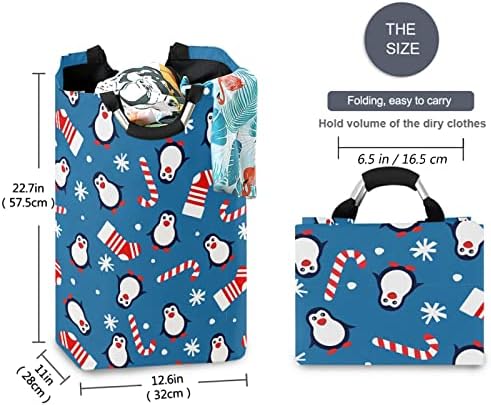 visesunny Foldable Laundry Hamper with Penguin Christmas Design