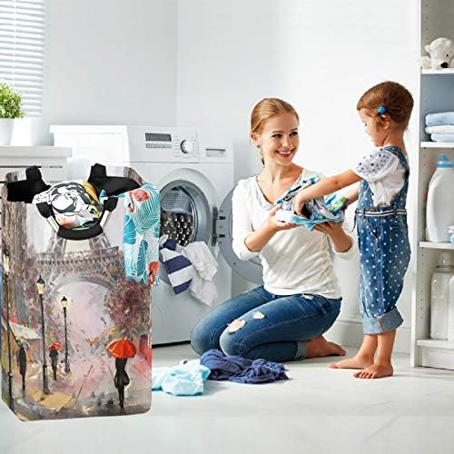 visesunny Oil Painting Eiffel Tower Laundry Hamper