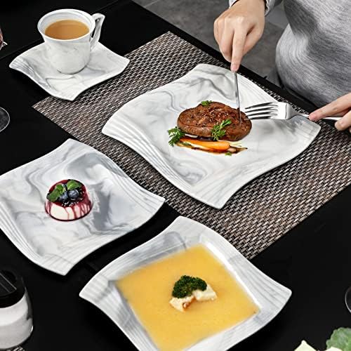 MALACASA Marble Gray 30-Piece Dinnerware Set for 6