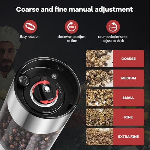 Cupidove 2PCS Electric Salt and Pepper Grinder Set