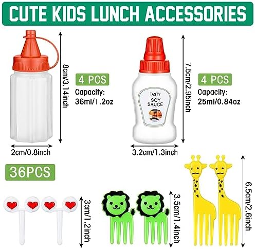 Hoolerry 8 Pcs Mini Condiment Bottles with Animal Food Picks