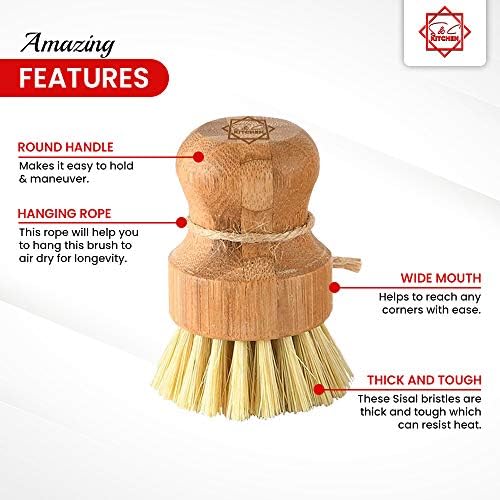 S C Bamboo Dish Scrub Brush Set of 2