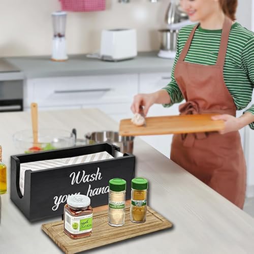 Wood Paper Towel Dispenser Wall Mount with Lid 1