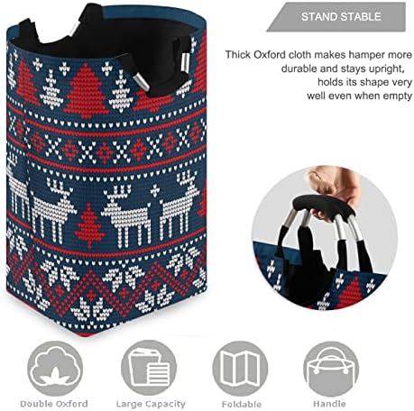 visesunny Foldable Laundry Basket Reindeer Pattern
