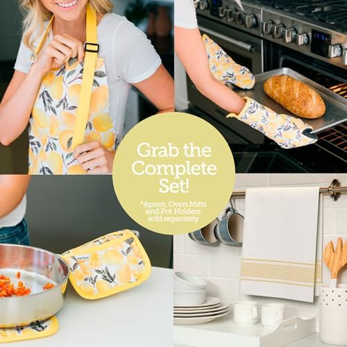 SageStitch Heat Resistant Oven Mitts Set of 2 Yellow Lemons