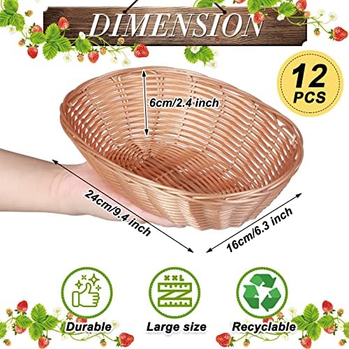 Zopeal 12-Pack Plastic Oval Woven Baskets for Kitchen and More