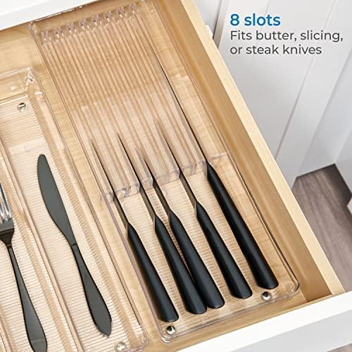 InterDesign Linus Kitchen Knife Storage Drawer Organizer - Clear