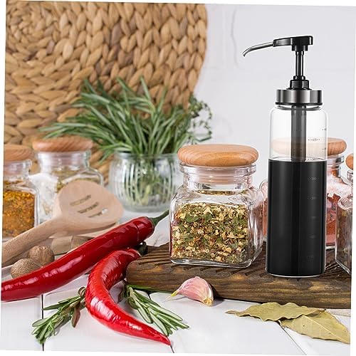 500ml Glass Steel Squeeze Sauce Bottle - Black Condiment Dispenser