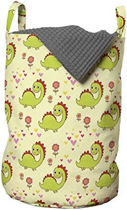 Ambesonne Dinosaur Laundromat Basket with Handles