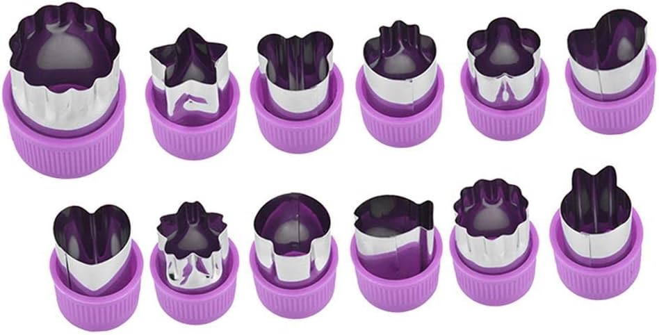 Baoblaze Set of 12 Assorted Cookie and Fruit Cutters Purple