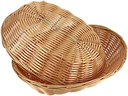 SINJEUN 20 Pack Light Brown Wicker Bread Basket