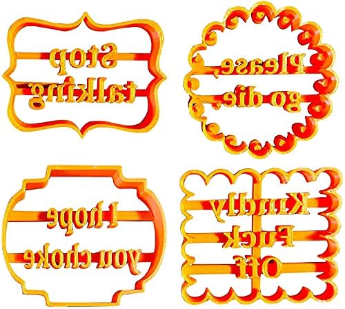 Dycica 4PCS Funny Cookie Moulds Set for Baking and Parties