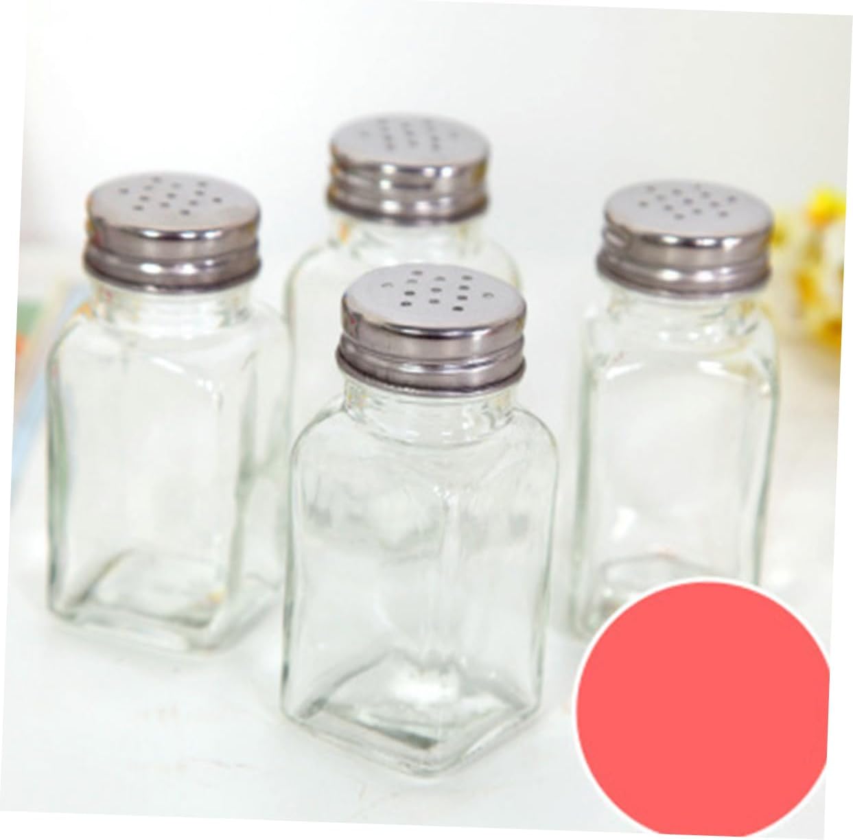 OKUMEYR Square Glass Condiment Bottles Set for Home BBQ